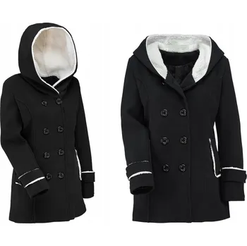 Dámský kabát Dámská bunda Soprato černá L s kapucí zateplená dvouřadá