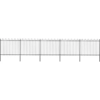 Plot vidaXL Zahradní plot s obloukem nahoře ocelový 892,5 x 150 cm [277678] Barva: Černá