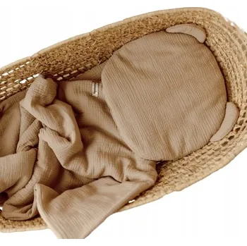 Povlečení Povlečení na Gondoli do kolébky Sada mušelínů 100% Bavlna 55x75 cm Béžová