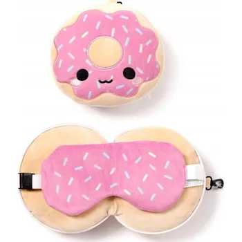 Polštář Relaxeazzz Skládací cestovní polštář s maskou na oči Donut Kobliha CUSH318