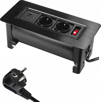 Elektrická zásuvka Otočná zásuvka do desky stolu Spacetronik SPS-O24CB V2