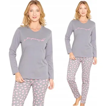 Dámské noční prádlo Morella dámské pyžamo bavlna šedé, velikost XL