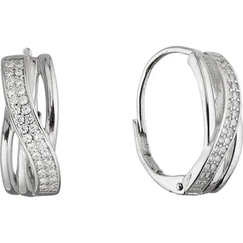 Náušnice Stříbrné visací náušnice proplétané se zirkony 11670.1