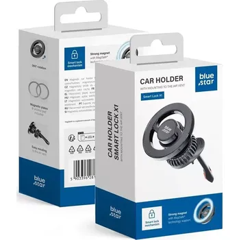 Držák do auta Univerzální magnetický držák BLUE STAR SMART LOCK X1 do mřížky ventilace s podporou MagSafe, černý (Univerzální magnetický držák do auta BLUE STAR SMART LOCK X1 s podporou MagSafe do mřížky ventilace - černý)