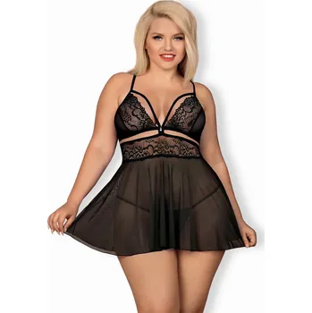 Dámská erotická košilka Nádherná košilka 838 - BAB black XXL - Obsessive Barva: černá, Velikost: XXL