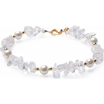 Náramek Křišťál sekaný náramek s Mother of Pearl obvod cca 17 cm