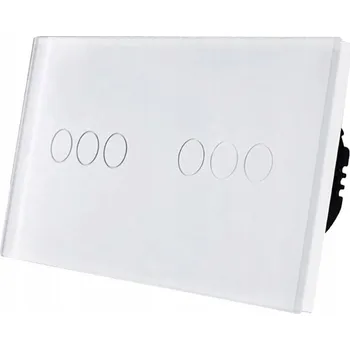 vypínač DOTYKOVÝ STMÍVAČ SVĚTLA SKLENĚNÝ DVOJITÝ 3+3 WIFI TUYA SMART LIFE