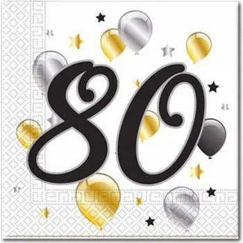 Papírový ubrousek UBROUSKY 80. Narozeniny Ozdobné Dekorativní UBROUSKY na Oslavu Párty MEGA