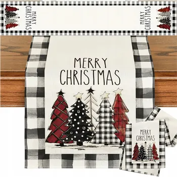 ubrus Ubrus Běžec Bílý Dekorace na Stůl Vánoční 183 cm