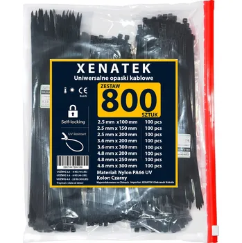 Stahovací páska Sada 800 stahovací pásky stahovacích stahovací pásky2,5 3,6 4,8 mm, černé