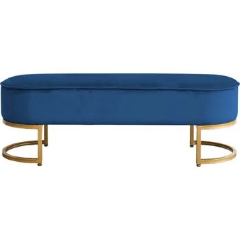Zahradní lavice Tempo Kondela Designová lavice, modrá Velvet látka/gold chrom-zlatý, MIRILA NEW