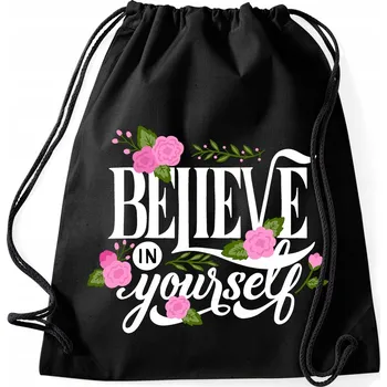 Sportovní taška Černá taška na nákupy, boty | Dárek pro kamarádku - Věř v sebe