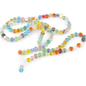 Dětské navlékací korálky Skleněné korálky broušené 4 mm ploché, na drátku