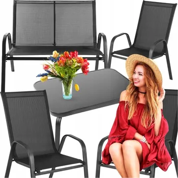 Zahradní sestava Sada zahradního nábytku kovová Go Garden černá 4 ks