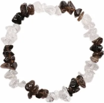 Náramek Křišťál a záhněda náramek sekaný obvod cca 17 až 22 cm