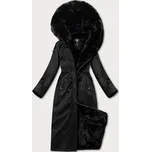 Černá teplá dámská zimní bunda v délce ke kolenům Libland (7643) odstíny černé 52