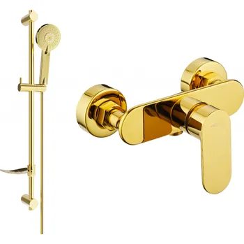 Vodovodní baterie Mexen Milo DF40 sprchová baterie se sprchovou soupravou, zlatá - 7134R40-50 Bateriové soupravy