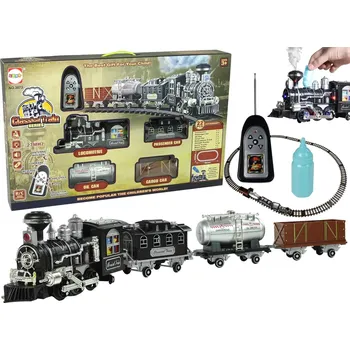 autíčko Velká vlaková sada s tratí zvuky světly a kouřem na dálkové ovládání