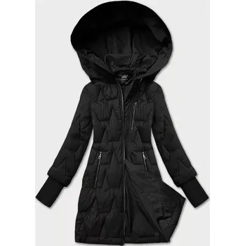 Černá dámská prošívaná bunda pro přechodné období s úpletovými stahovacími lemy Libland (LD-7775) odstíny černé M (38)