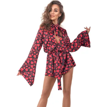 Dámský župan Svůdný župan Morgan Short Robe - Anais Barva: černá/červená, Velikost: XXL/XXXL