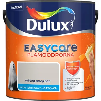 barva na zeď Dulux EasyCare Barva latexová, odolná proti skvrnám, Matná, Odstín Solidní šedobéžová, 2,5L