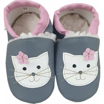 Dívčí bačkory Papuče Zateplené papučky s kočičkou, velikost 20