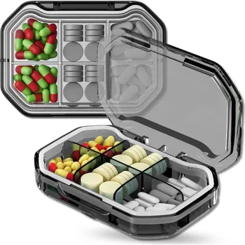 Lékárnička Camerazar Krabička, pouzdro, organizér, černá, na léky, 7 dní, průhledná