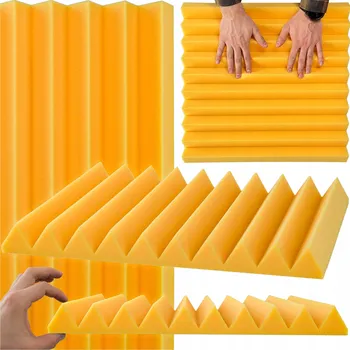 AKUSTICKÝ PANEL PĚNOVÝ ŽLUTÝ 50x50 cm na stěnu i strop do obýváku