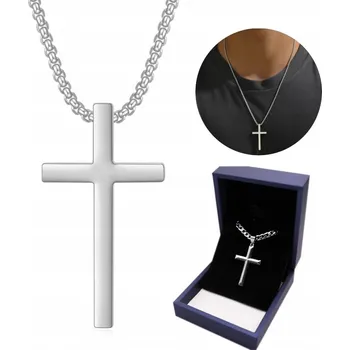 Řetízek Srebrny ŘETÍZEK Z KRZYŻYKIEM Krzyż Řetěz Náhrdelník ITALSKÝ + DÁREK