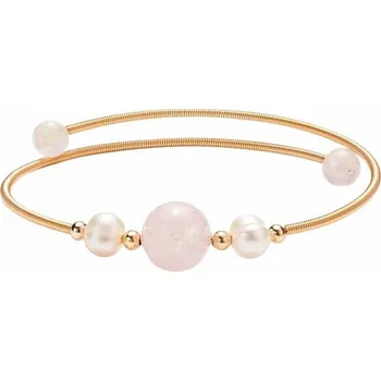 Náramek Růženín a bílé perly náramek mosaz obvod cca 16 až 25 cm