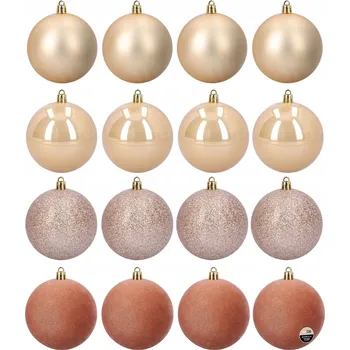 Vánoční dekorace Velké vánoční vánoční baňky 8 cm zlaté sada 16 koulí na vánoční stromeček matné lesklé