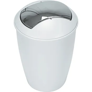 Odpadkový koš Spirella výklopný odpadkový koš, ATLANTA, bílý plast, stříbrné víko, 5 L