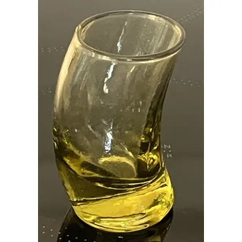 Stojan na víno Odlivky ohnuté žluté, sada 6 ks