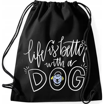 Sportovní taška Černá Nákupní Taška Dárek Pro Kamarádku Liffe Is Better With A Dog