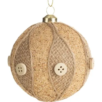 Vánoční ozdoba Vánoční ozdoba s knoflíčky světle hnědá (6 ks)