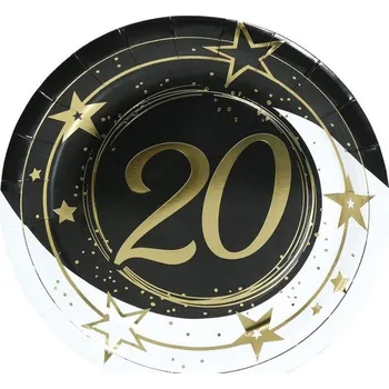 Party nádobí Talířky k 20. narozeninám 23 cm 6 Ks