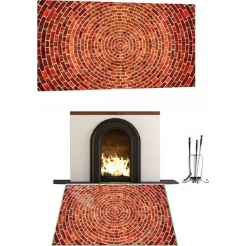 Krbová kamna SKLENĚNÁ PODLOŽKA POD KAMNA / KRB, TVRZENÉ SKLO, ROZMĚR 52x35cm s GRAFIKOU CIHEL