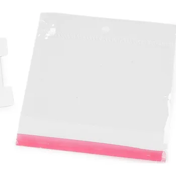 Papírová karta na náramky, gumičky se sáčkem s eurozávěsem 6,2x9,3 cm, barva 1 bílá