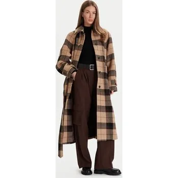 Dámský kabát Tommy Hilfiger Vlněný kabát WW0WW46870 Béžová Relaxed Fit XS_S