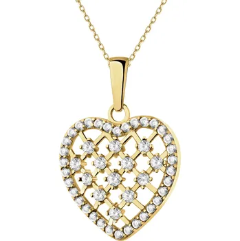 Přívěsek Zlatý přívěsek se zirkony - srdce - AP541-8333