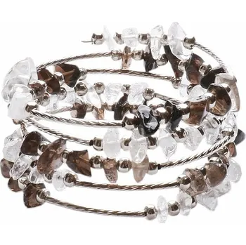 Náramek Křišťál a ocel se záhnědou módní náramek široký wrap obvod cca 16 až 24 cm
