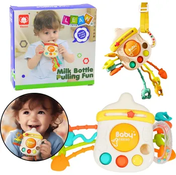 LEAN Toys Sensorická Hračka Kousátko Chrastítko Láhev 3v1