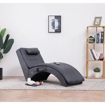 Pohovka zahrada-XL Masážní lenoška s polštářem šedá umělá broušená kůže 281350