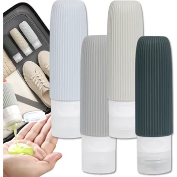 Camerazar Sada 4 opakovaně použitelných 90ml cestovních lahviček šedé barvy