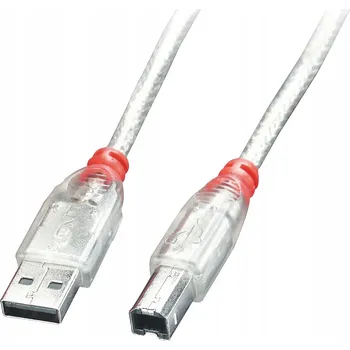 Datový kabel Lindy 41754 USB kabel 3 m, USB-A na USB-B, samec/samec, transparentní