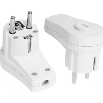 Elektrická zásuvka ZÁSUVKOVÁ ZÁSTRČKA SÍŤOVÁ ELEKTRICKÁ 230V 16A ÚHLOVÁ SE UZEMNĚNÍM 2P BÍLÁ