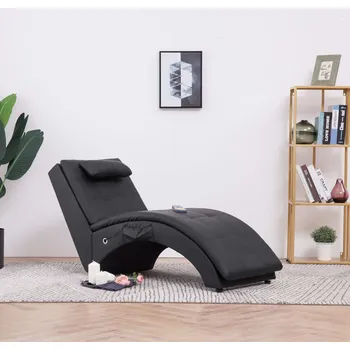 Zahradní lehátko Masážní lenoška s polštářem hnědá umělá kůže IM_281344