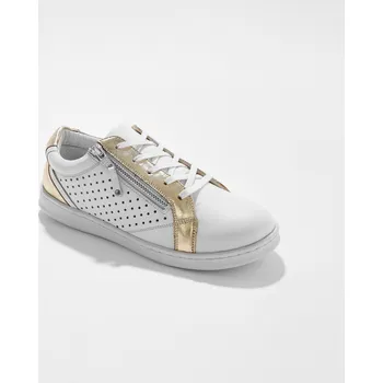 Dámské tenisky Kožené perforované tenisky se zipem bílá/zlatá 41