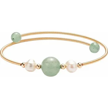 Náramek Nefertitis Avanturín zelený a bílé perly náramek mosaz obvod cca 18 až 25 cm