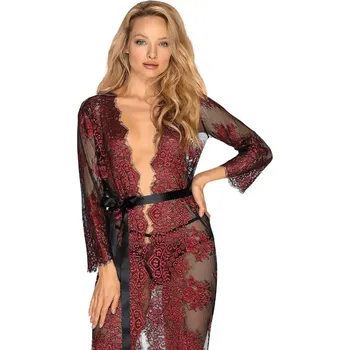 Dámské erotické prádlo Luxusní župan Redessia peignoir - Obsessive Barva: červená, Velikost: S/M